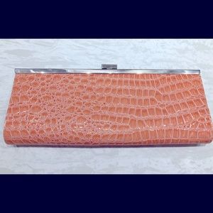 Crocodile Orange Clutch